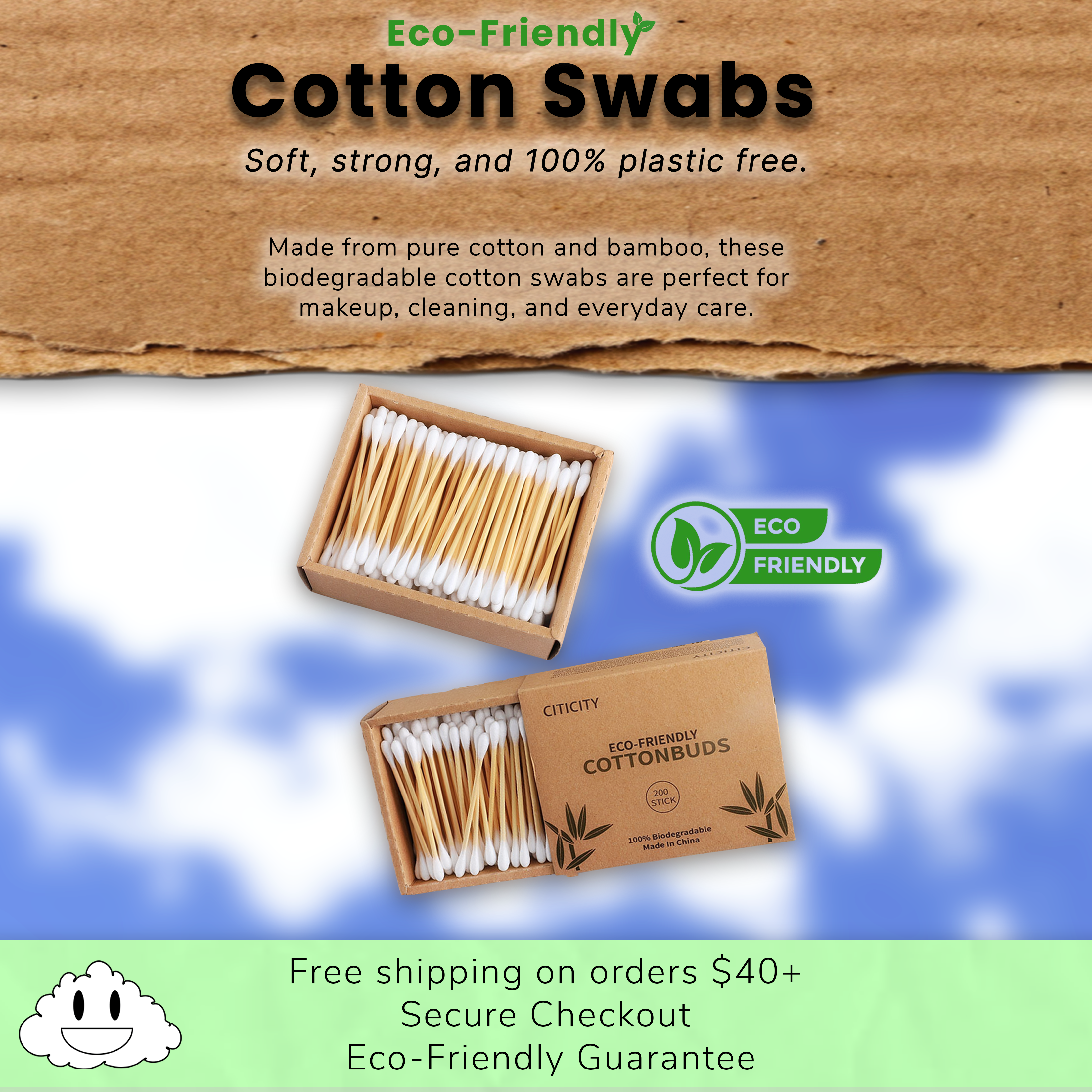 Q-Tips, cotton soft, plastic free. ☁️